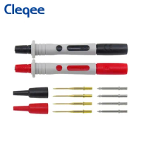 Cleqee P8003 2PCS Multimeter Probe + 8pcs Replaceable 1mm 2mm Needles Protective Caps Multi-purpose Test Pen kit Good Feel