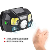 新款帶警示紅光USB充電led野釣感應燈 釣魚跑步運動防水頭燈 116g