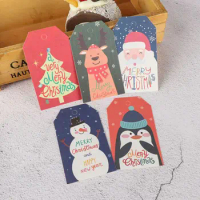 50Pcs Kraft Paper Tag Christmas Labels Hang Tags Xmas Decoration Gift Wrapping Santa Claus Party Cards Wrapping Supplies