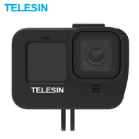 TELESIN Vlog Frame Housing Case Mount With Cold Shoe Charging Port Side Cover Hole for GoPro Hero 9 10 Black Camera Accessories