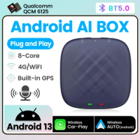 Tomostrong Android 13 AI BOX TV Box 8 Core QCM6125 Wireless Carplay Android Auto Adapter GPS 4G LTE Support YouTube Netflix IPTV