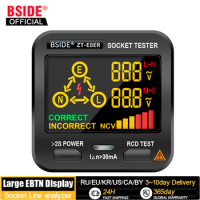 BSIDE Socket Tester Smart Voltage Detector Outlet Checker RCD GFCI Test NCV Live Neuter wire Test EU US UK Plug Meter