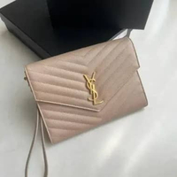 YSL monogram clutch with wristlet Dark Beige GHW