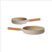 【MASIONS 美心】奶茶咕咕鍋 厚釜輕量鑄造鈦金不沾鍋深型平底鍋(28+20 CM 2件組)