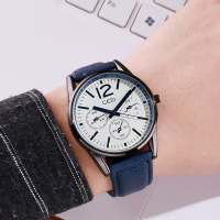 นาฬิกาควอตซ์ลำลองเรียบง่ายสำหรับกันน้ำผู้ชายนาฬิกาหนังแฟชั่น GEDI