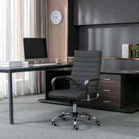 Office Chair Ribbed, Modern Leather Conference Room Ergonomic Office Desk Chair, High Back Executive Computer Office Chair
