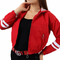 Jaket Crop Hoodie Wanita Dewasa Remaja Keren Jacket Cewek Korea Style Santai Katun Polos merah Maroo