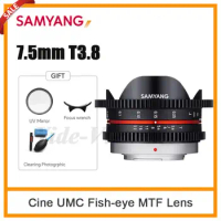 Samyang 7.5mm T3.8 UMC Fish-eye Cine Lens For For Olympus Panasonic Lumix M43 Mount Camera GH5 G9 G5 GX7 GX8 E-M5 EPM2 PEN-F GM1