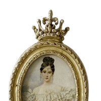[เก็บเงินปลายทาง] Mamoree Vintage Picture Frame Baroque Photo Frame Ornate Gift Retro Oval Picture D