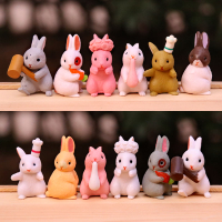 可愛花園兔子家族小玩偶擺件花環兔公仔微景觀桌面蛋糕裝飾品盲盒