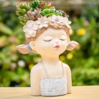 Big Size Cute Girls Fairy Figure Succulent Pot, Flowerpot Planters, Flower Pots for Plants, Garden Decoration, Outdoor Decor