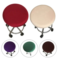 Elastic Round Chair Cover Bar Stool Cover Protector Solid Color Seat Cover Home Office Decor