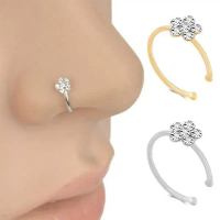 【YY Barang akan dikirim dalam 24 jam】Cincin hidung palsu tipe C bunga plum, cincin hidung tindik baj