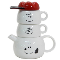 大賀屋 日貨 史努比 造型陶瓷杯 壺 三件組 大臉 茶壺 茶具 咖啡杯 陶瓷杯 史奴比 正版 L00010925