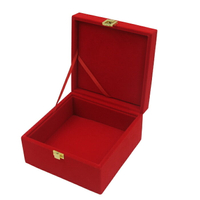 大紅植絨黃金首飾盒 新娘婚紗皇冠首飾收納盒 婚慶首飾禮品錦盒