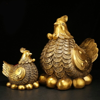 純銅金錢母雞擺件元寶下蛋孵蛋家居客廳擺設裝飾工藝品