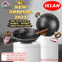 Panci Supra 9Pcs Cookware Set Black Marble Coating Wooden Series / Wajan Set Renatta Moelek Rosemary