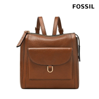 送禮首選★FOSSIL 廣告款Parker 真皮迷你後背包-棕色 ZB1921200【美國時尚品牌】 附防塵袋+提袋【全館滿額折價★FOSSIL全系列包夾送美妝蛋】