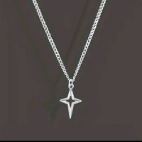 KALUNG RANTAI TITANIUM PRIA  TERBARU Elegan Silver Aksesoris kalung titanium pria bintang star