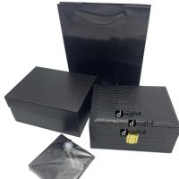 BLack Crocodile Pattern Watch Box Luxury Case Box for Hublot Watches Top Brand Watch PU Watch Display with Paper Bag Organizer