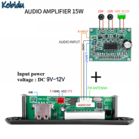 9V-12V Wireless Bluetooth5.0 MP3 Decoder Board USB TF FM Radio Module 2x15W Amplifier Color Screen Car MP3 Player with Controler