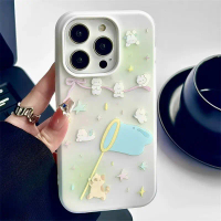 Ốp lưng Summer Net Rabbit dành cho Apple 16/15 Pro Max, iPhone 14 bề mặt mờ, ốp 13/12
