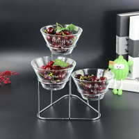 玻璃水果沙拉自助餐創意展示三層架子自選火鍋麻醬調料蔬菜碗餐