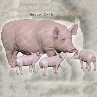 1/35 Scale Unpainted Resin Figure Pig family GK figure