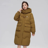【米蘭精品】現貨+預購 真羽絨90%鴨絨羽絨外套羽絨衣連帽大衣(長版保暖修身美觀女夾克5色74ip51)