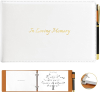 Funeral Guest Book for Memorial Service Black Leather Celebration of Life Guest Book with Pen 120 Pa