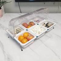 自助餐食品展示盤分格透明保鮮水果盤帶蓋塑料防塵罩熟食涼菜架子