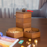 糖果盒 木質創意多層糖果盒 家用干果盤 分格帶蓋日式客廳茶幾零食點心盒 子