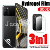 Hydrogel Film For Xiaomi Poco M3 Front Screen+Back Cover+Camera Safety Soft Film 3in1 For Xiomi Poco M 3 Not Protective Glass