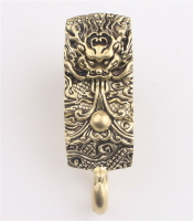 中國風純銅生肖屬相動物穿皮帶汽車鑰匙扣黃銅介子連環扣創意禮品1入