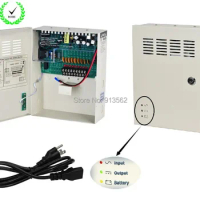 DHL/EMS Free Shipping:CCTV Power Supply 9Channel DC12V 10A UPS Box Power Supply Support Battery CE ROHS For CCTV Camera