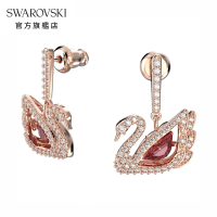 【SWAROVSKI 官方直營】Dancing Swan 玫金色舞動天鵝穿孔耳環 交換禮物
