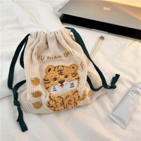 Little Bunny Cute Embroidered Bear Tiger Organize and Organize Bags Cosmetic Sundries Drawstring Drawstring Pocket Gift Bag
