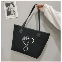 Love Paws Printed Tote Bag Gift For Animal Lovers Women Handbag Work Bag Beach Bag Ladies Purse Pack Book Bag