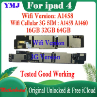 For iPad 4 Original Unlocked Motherboard With IOS System Free iCloud Logic board A1458 A1459 A1460 NO ID Account Plate 16GB 32GB