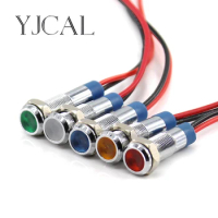 6mm Warning Metal LED Indicator Light Pilot Waterproof Signal Lamp 6V 12V 24V 220v With Wire Red Yellow Blue Green