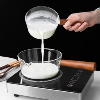 Glass Sauce Pan With Wooden Handle Milk Pot Cookware Cooking For Salad Noodles Soup Pot Gas Stove Electric Ceramic Heaters Pans