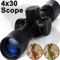 4X30 Compact Rifle Scope Red and Green Illuminated Hunting Scopes Tactical Optical Scope for Carbine Shotgun Airgun Sight