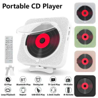 Portable CD Player Bluetooth Speaker LED Screen Wall Mounted Music Player FM Radio 3.5mm Stereo CD Players With Remote Control