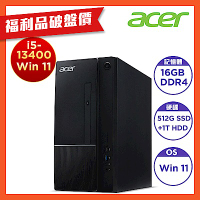 (福利品)Acer 宏碁 TC-1770 13代10核雙碟桌上型電腦(i5-13400/16G/512G SSD+1TB HDD/Win 11/Aspire)