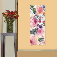 【24mama 掛畫】單聯式 油畫布 復古 英國玫瑰 插圖 開花 優雅 植物 無框畫-30x80cm(古典花卉)