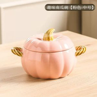 陶瓷湯碗帶蓋創意南瓜造型湯盆家用盛湯大號雙耳麪碗螺獅粉碗專用