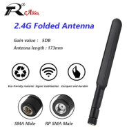 1PC 2.4G Antenna Folding 5DB 2400-2500MHz Dual Band Feather Wireless Router WIFI6 5G Omnidirectional Antenna SMA Boat Pulp