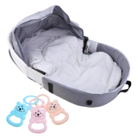 Baby Bed Travel Crib Portable Toddler Bed Cot with Mosquitoes Net Foldable Bassinet Infant Sleeping Basket with Toys