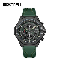 Extri Manufacturer Sale Deep Green Silicone Band 30M Waterproof Top Craftmanship Men Chronos Watch with Date Function