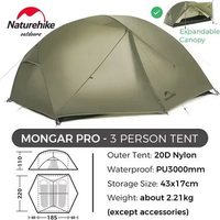 TENDA MONGAR PRO NATUREHIKE CNK2550WS037 3P OLIVE GREEN